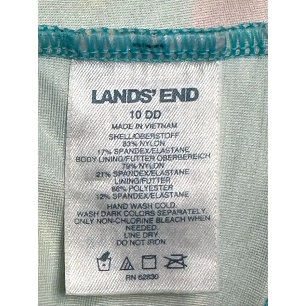 Lands’ End Floral Tummy Control One Piece Swimsuit Size 10 DD Blue Orange
